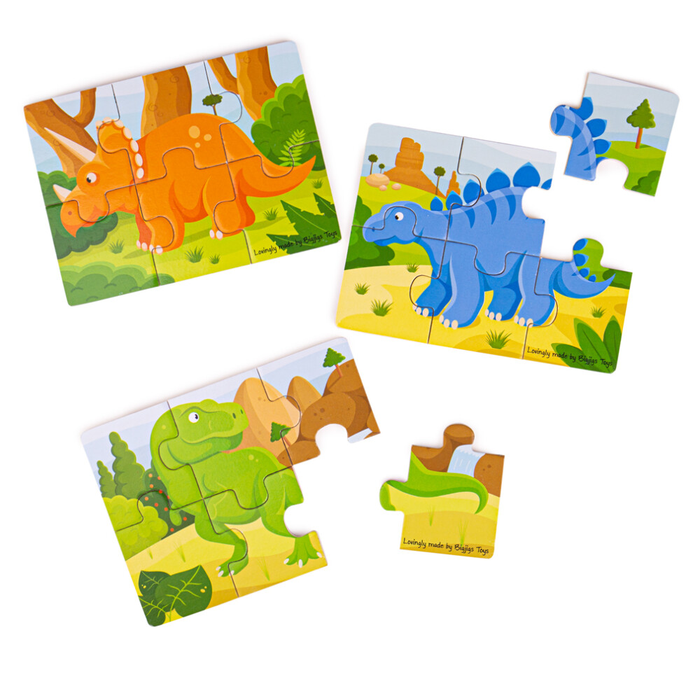 Bigjigs Toys Dinosaur Puzzles Set - Wooden Jigsaw