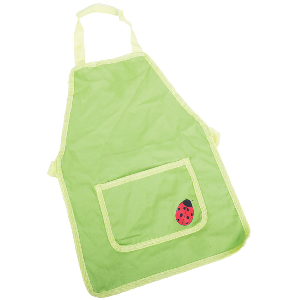 Bigjigs Toys Kids Green Gardening Apron - 100% Cotton Aprons for Children with Ladybird Accent for the Garden, Pocket To Store Kids Gardening Tools