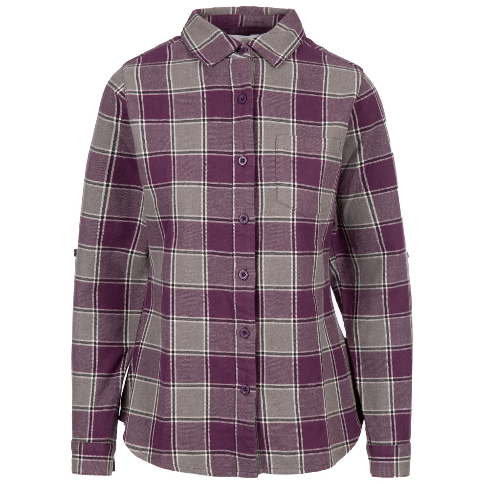 (12, Dark Mauve Check) Trespass Womens Checkered Shirt Long Sleeve Mindy