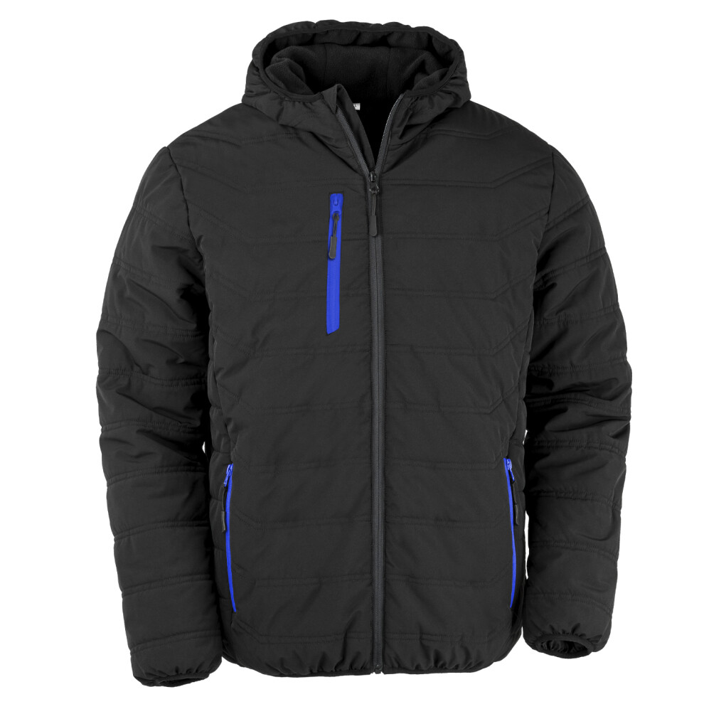 (XL, Black/Royal Blue) Result Genuine Recycled Mens Compass Padded Winter Jacket