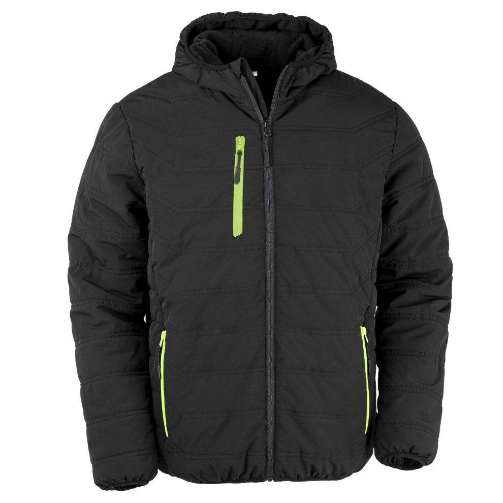 (3XL, Black/Lime Green) Result Genuine Recycled Mens Compass Padded Winter Jacket