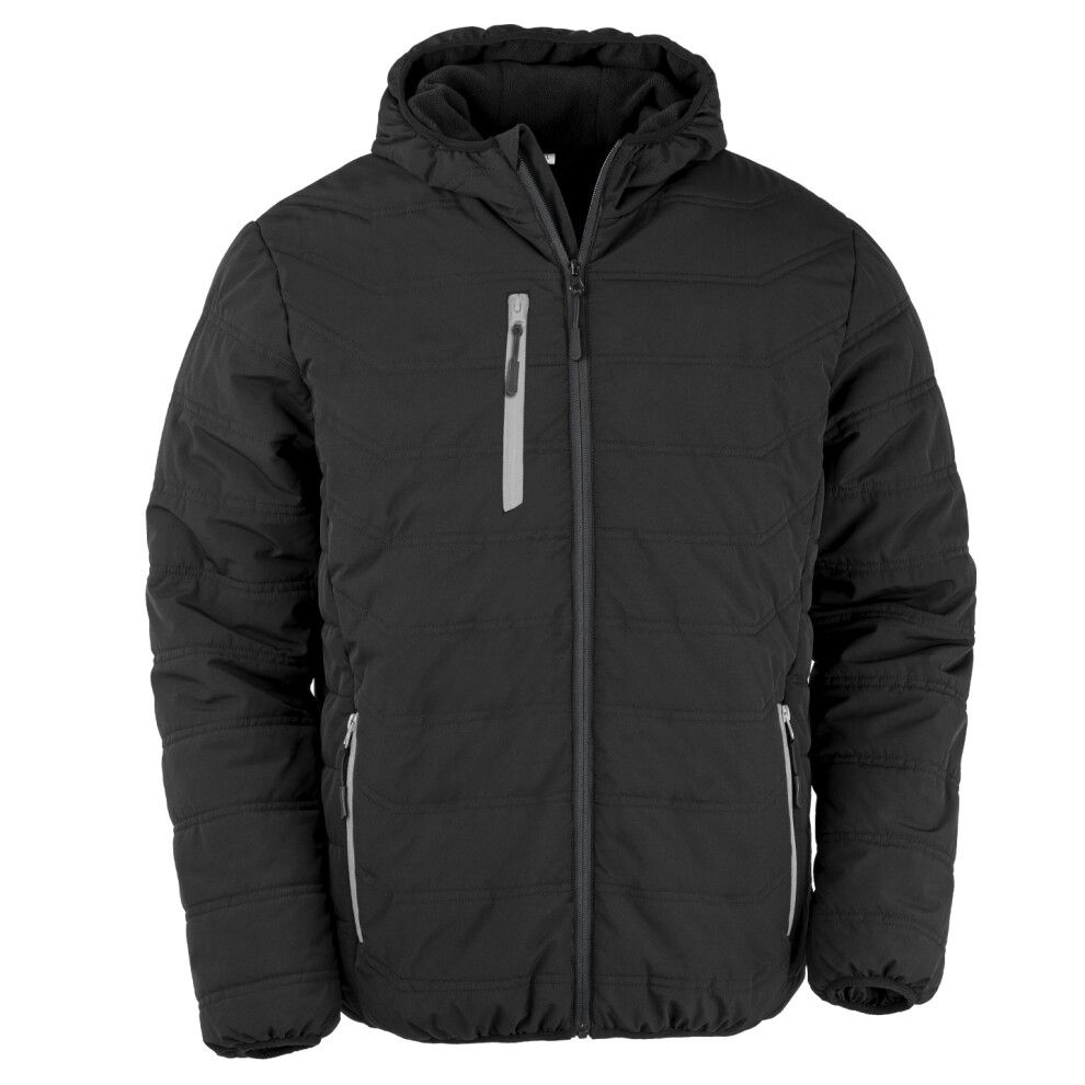 (3XL, Black/Grey) Result Genuine Recycled Mens Compass Padded Winter Jacket