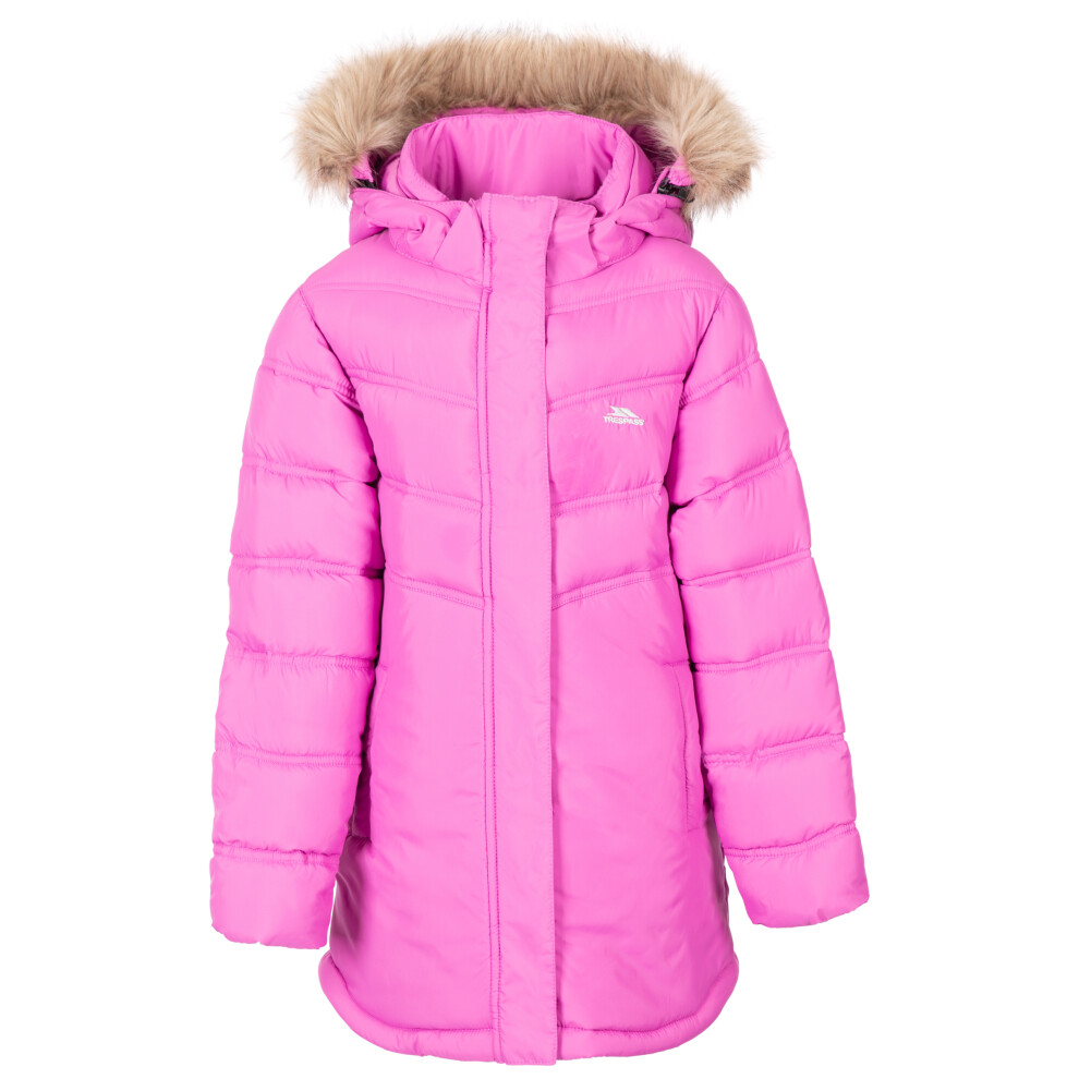 (2-3 Years, Deep Pink) Trespass Girls Padded Jacket Hood Charming