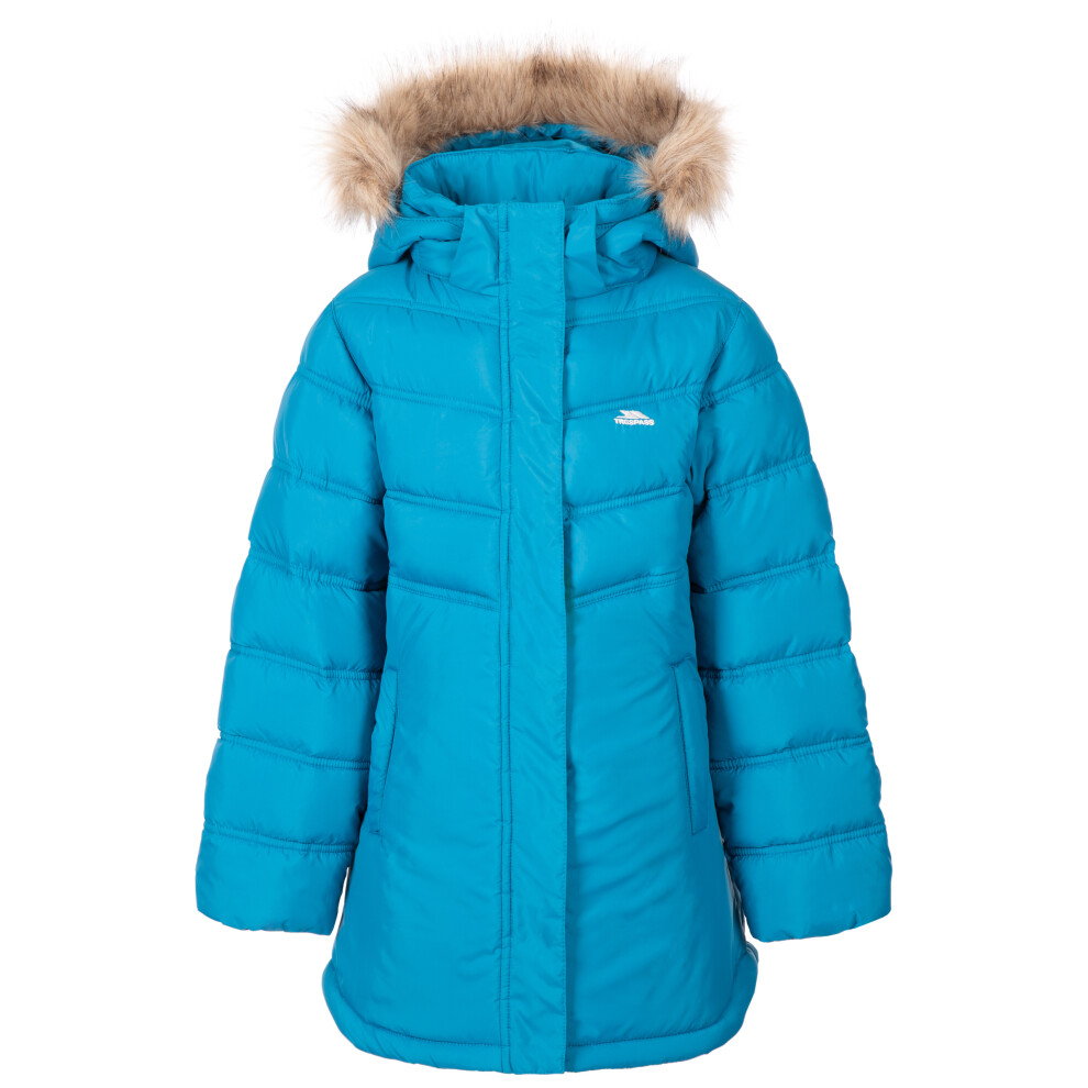 (5-6 Years, Rich Teal) Trespass Girls Padded Jacket Hood Charming