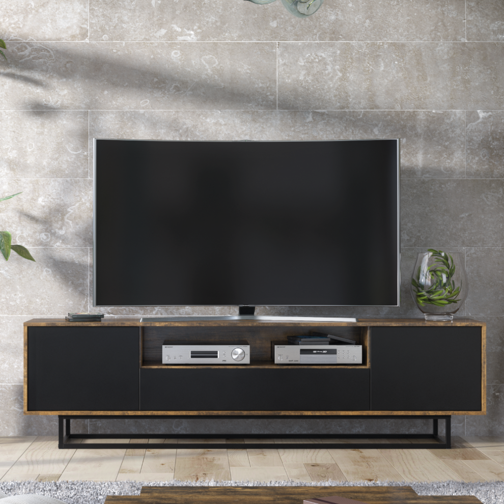 TV Unit 200cm Loft Creative Furniture - Rustic & Black