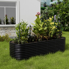 240cm W x 80cm D x 56cm H Oval-Shaped Galvanized Steel Raised Garden Bed
