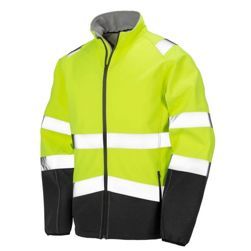 (S, Fluorescent Yellow/Black) Result Safeguard Mens Printable Safety Softshell Jacket