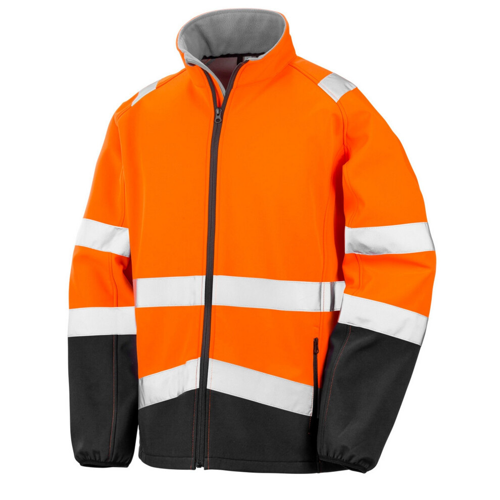 (L, Fluorescent Orange/Black) Result Safeguard Mens Printable Safety Softshell Jacket