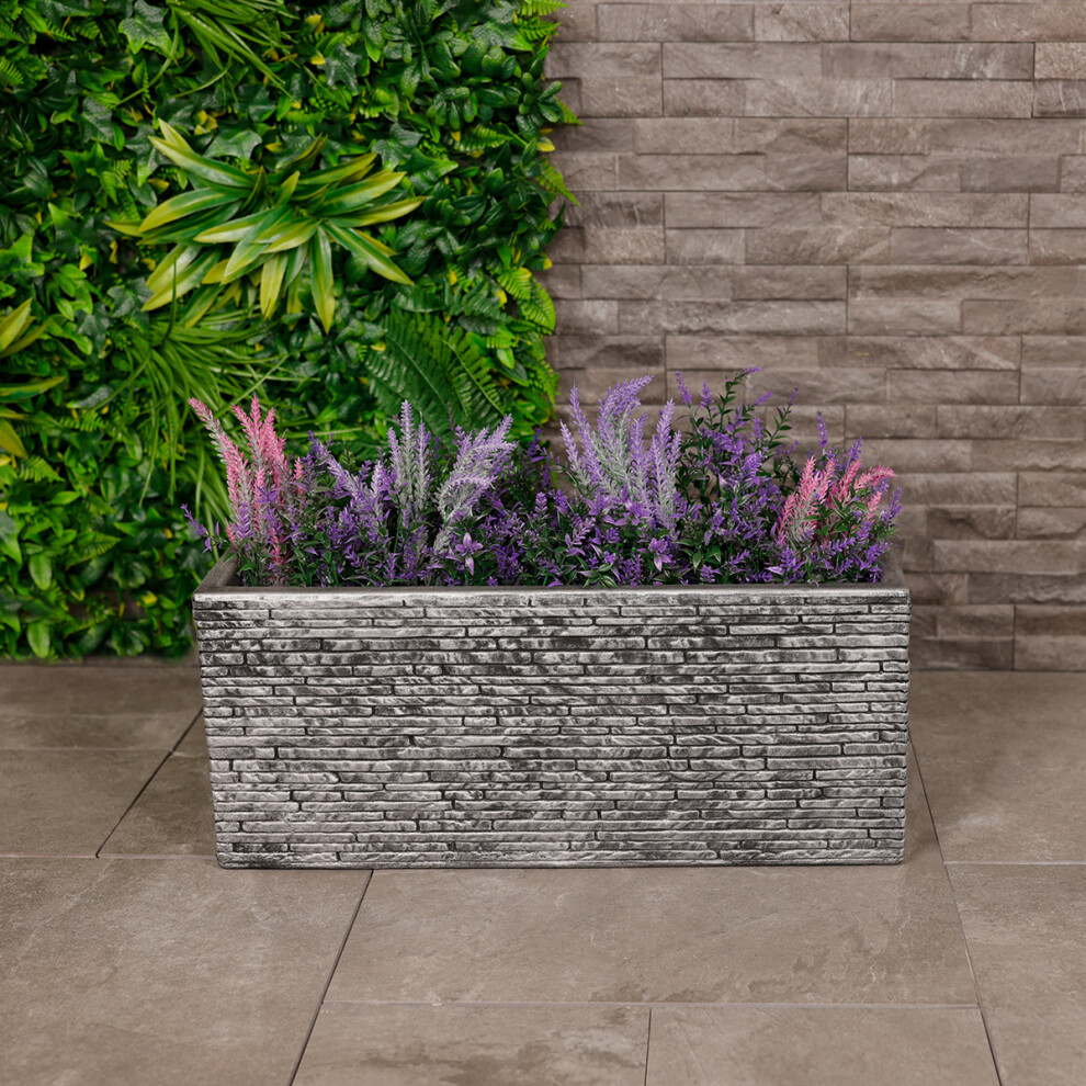 CHARLES BENTLEY Trough, Slate, Planter, Plastic, Plant Pot, Grey, Box, Lightweight, Outdoor, Garden, Patio, Porch, Decking, Lightweight, Contemporary,