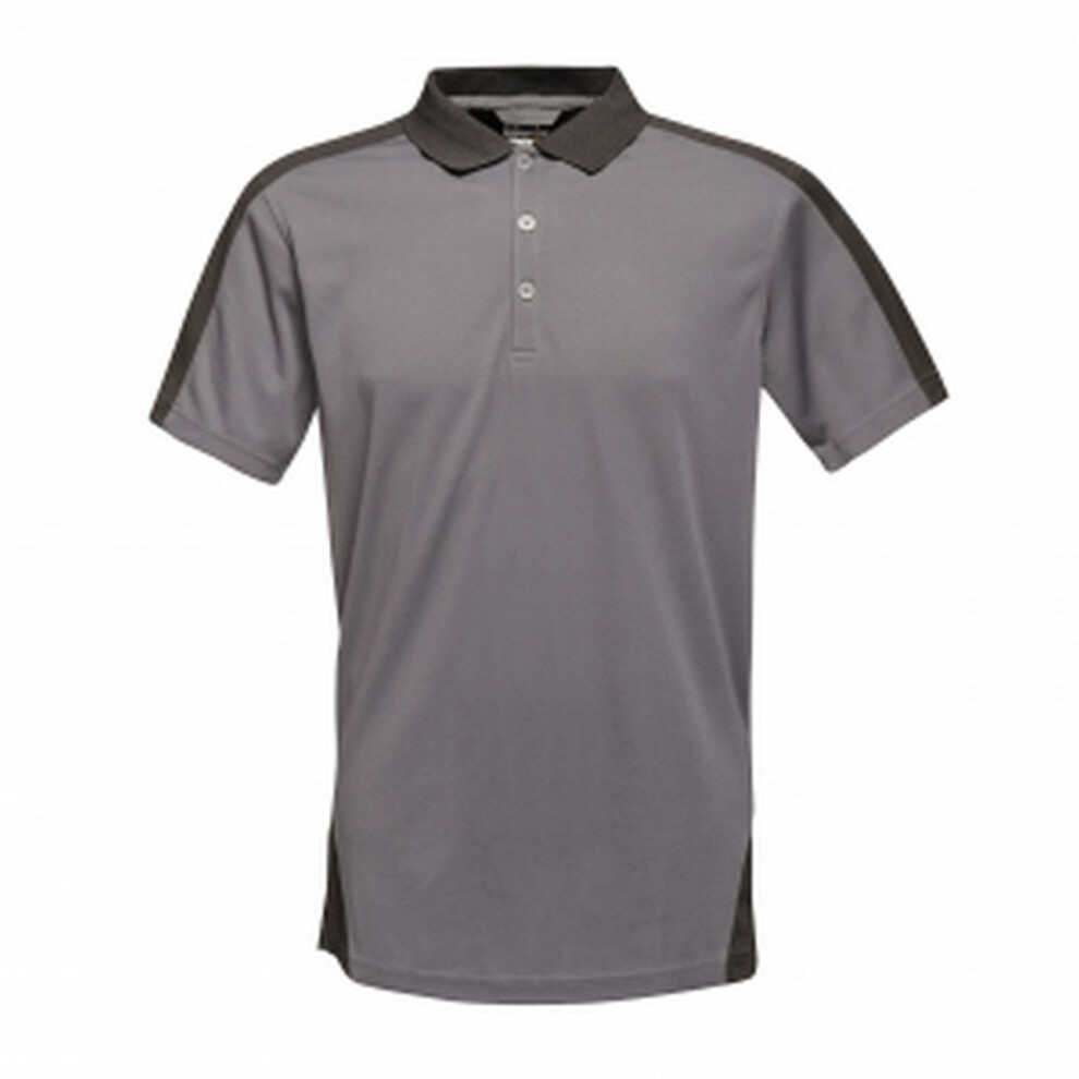 (2XS, Seal Grey/Black) Regatta Mens Contrast Coolweave Polo Shirt