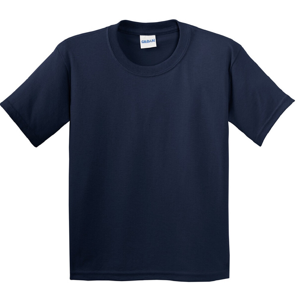 (S, Navy) Gildan Childrens Unisex Soft Style T-Shirt