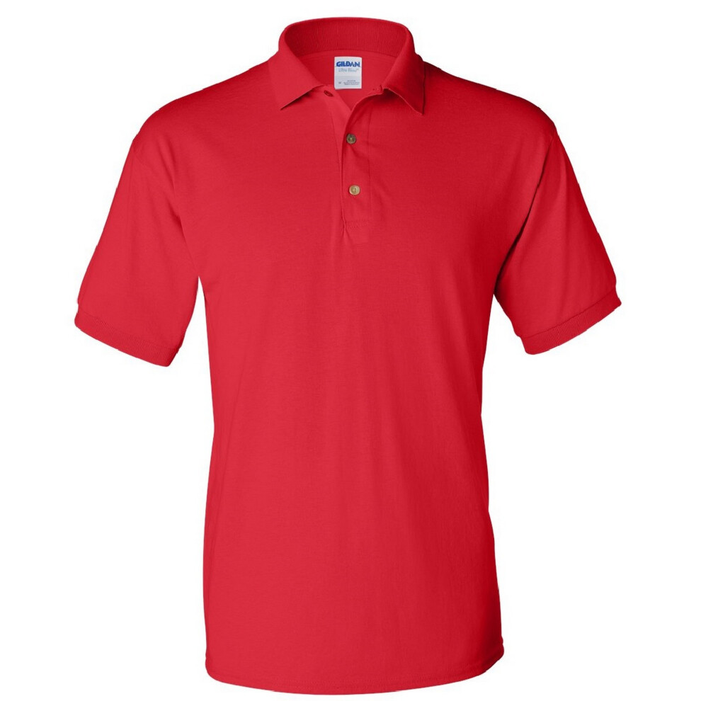 (XL, Red) Gildan Adult DryBlend Jersey Short Sleeve Polo Shirt