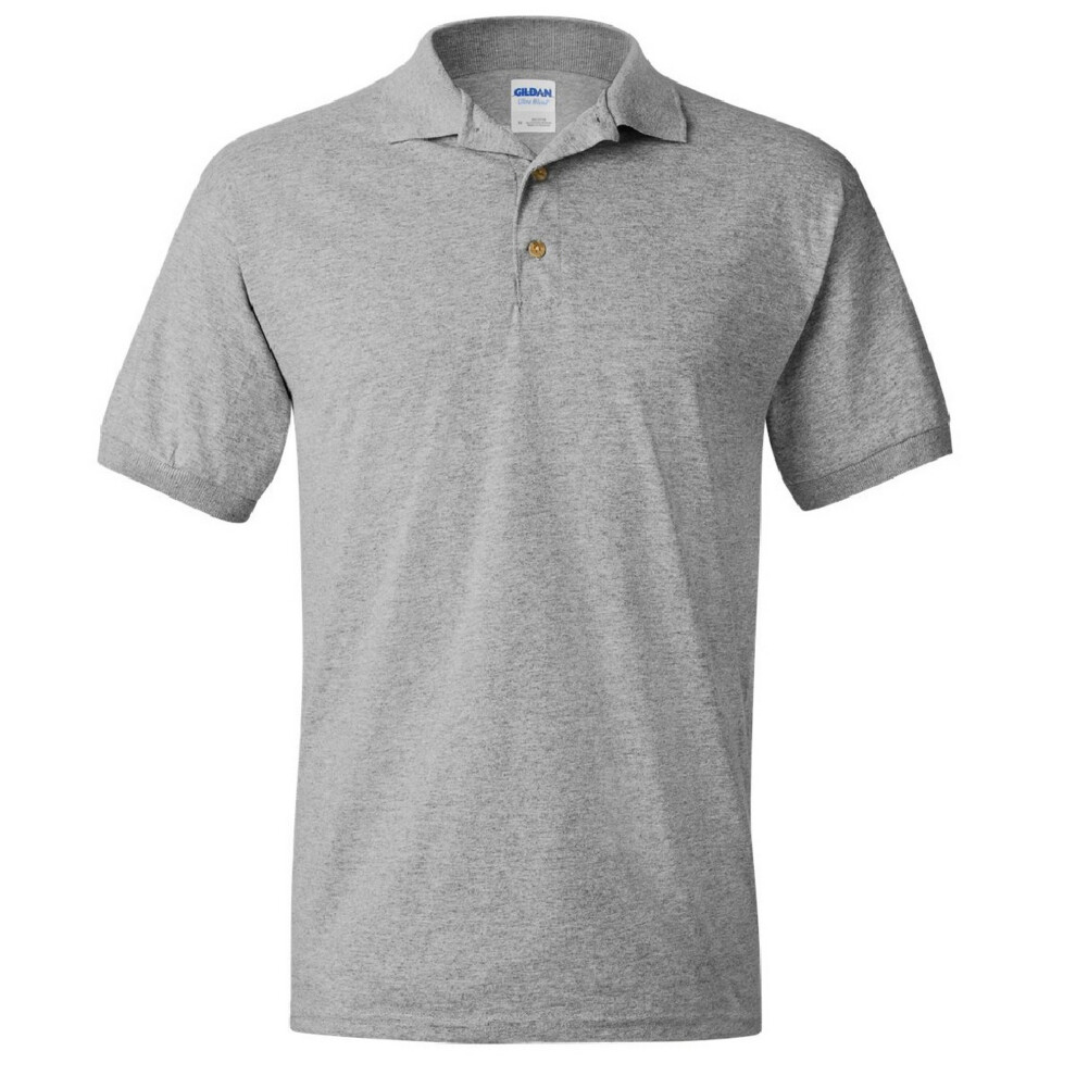 (L, Sport Grey) Gildan Adult DryBlend Jersey Short Sleeve Polo Shirt