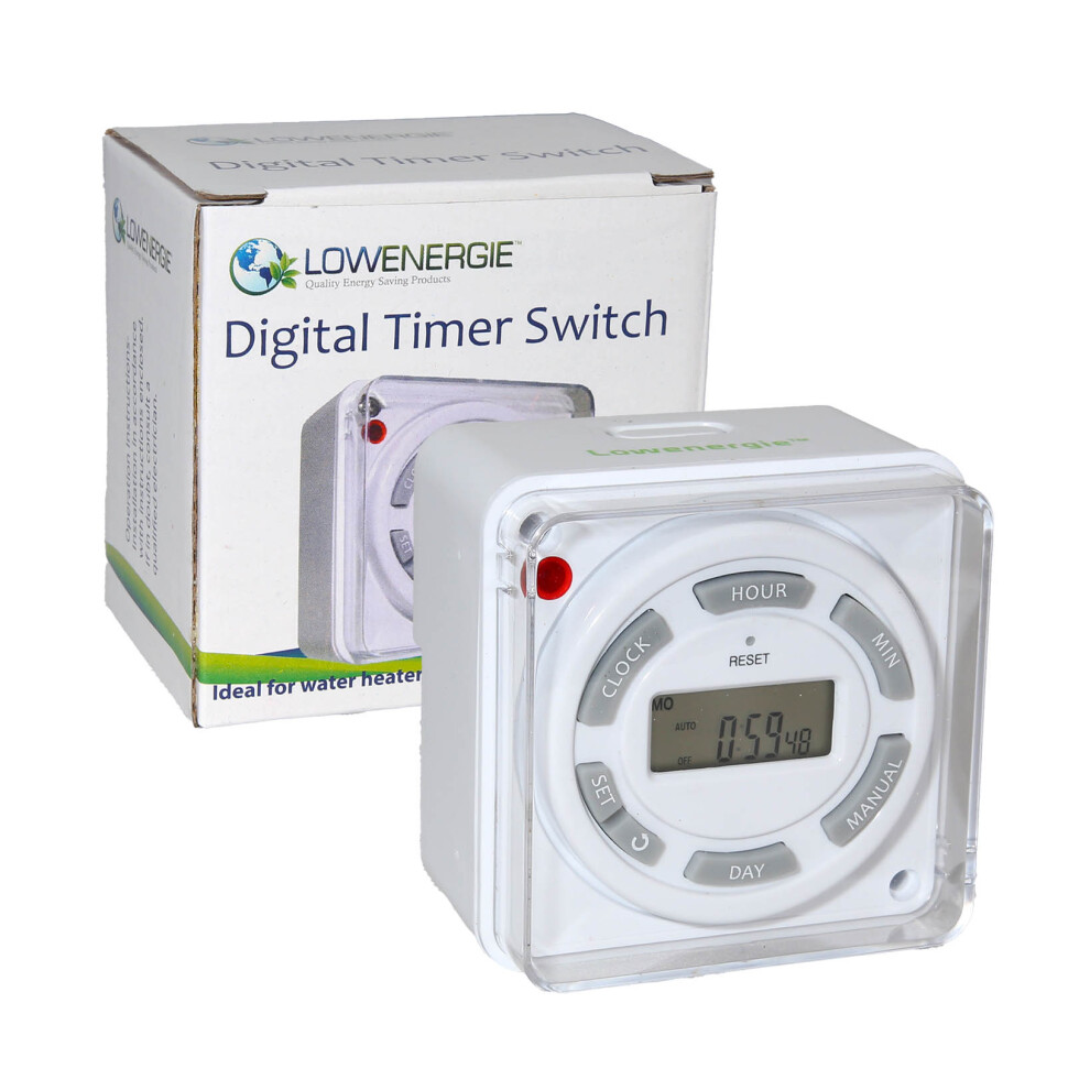 Lowenergie Digital Water Immersion Heater Timer, 7 day programmable, 16A switch