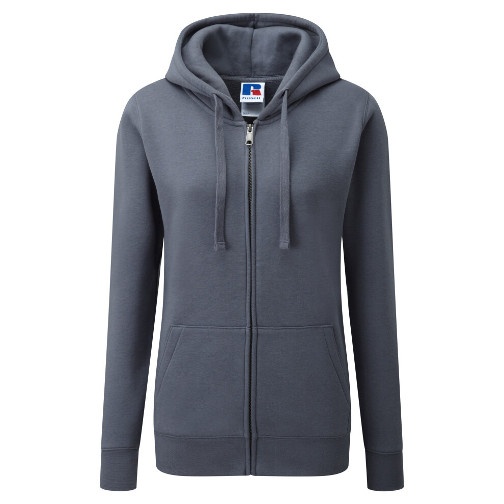(L, Convoy Grey) Russell Ladies Premium Authentic Zipped Hoodie (3-Layer Fabric)
