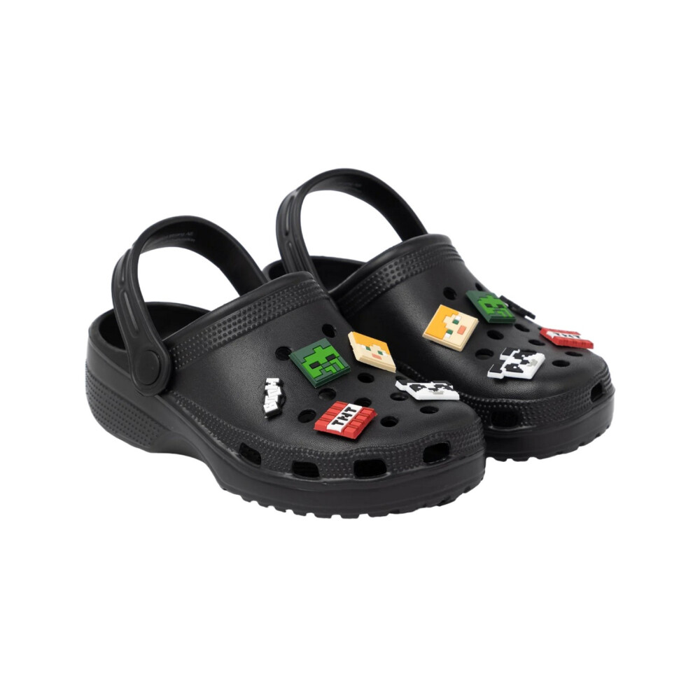 (11 UK Child, Black) Minecraft Childrens/Kids Charm Clogs