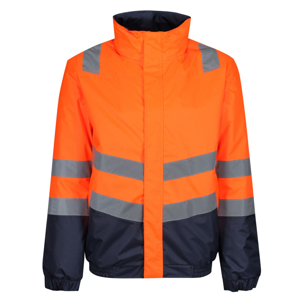 (M, Orange/Navy) Regatta Mens Bomber Waterproof Hi-Vis Jacket