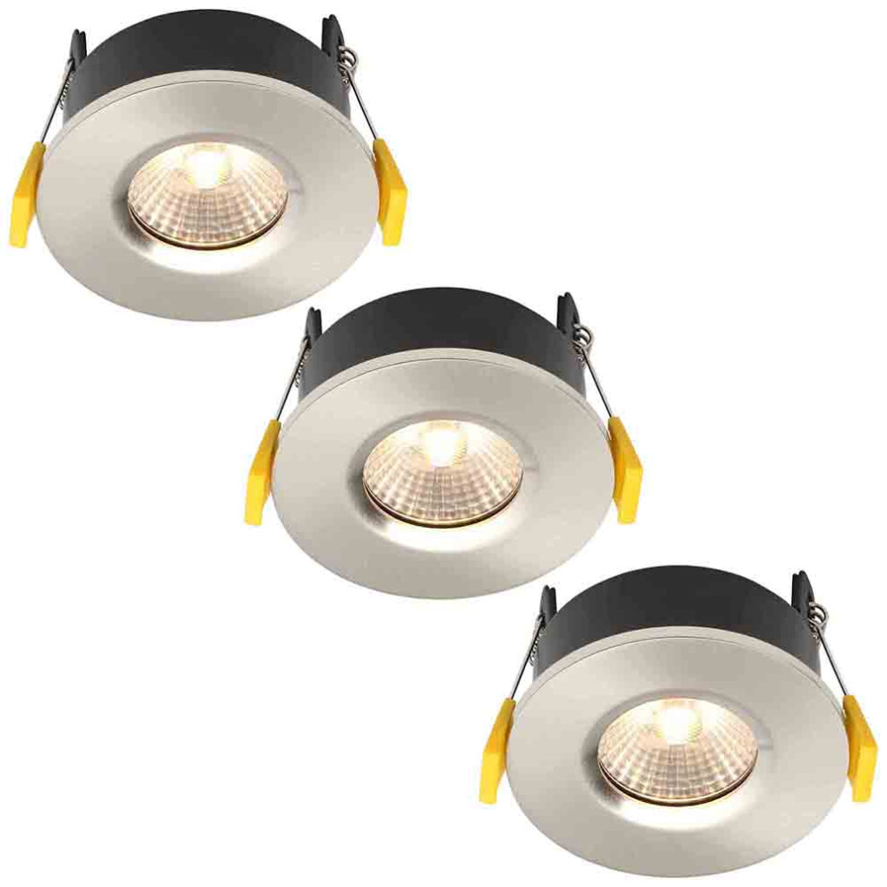 Litecraft Recessed Fixed LED Downlights In Nickel- 3 Pack Clearance-image-OPC-PDHBFP9-REFURBISHED