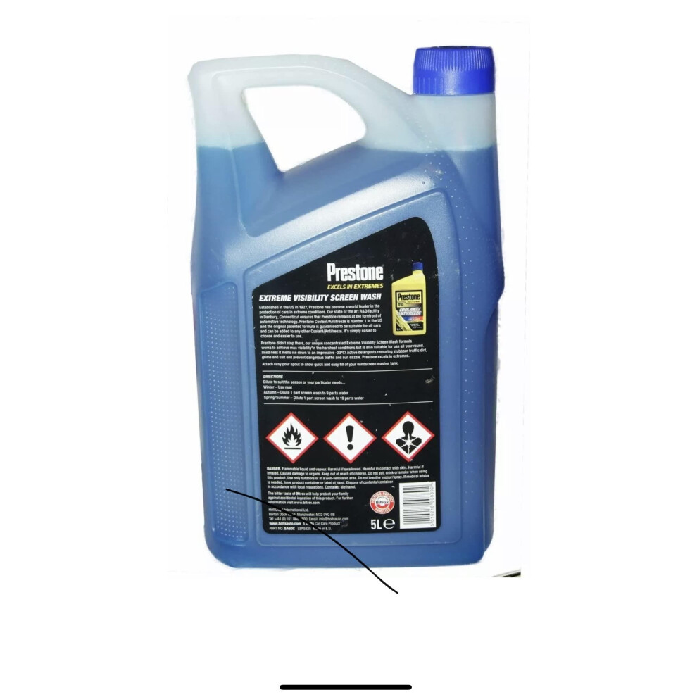 Prestone Extreme All Seasons Visibility Concentrate Car Screen Wash 5L Light