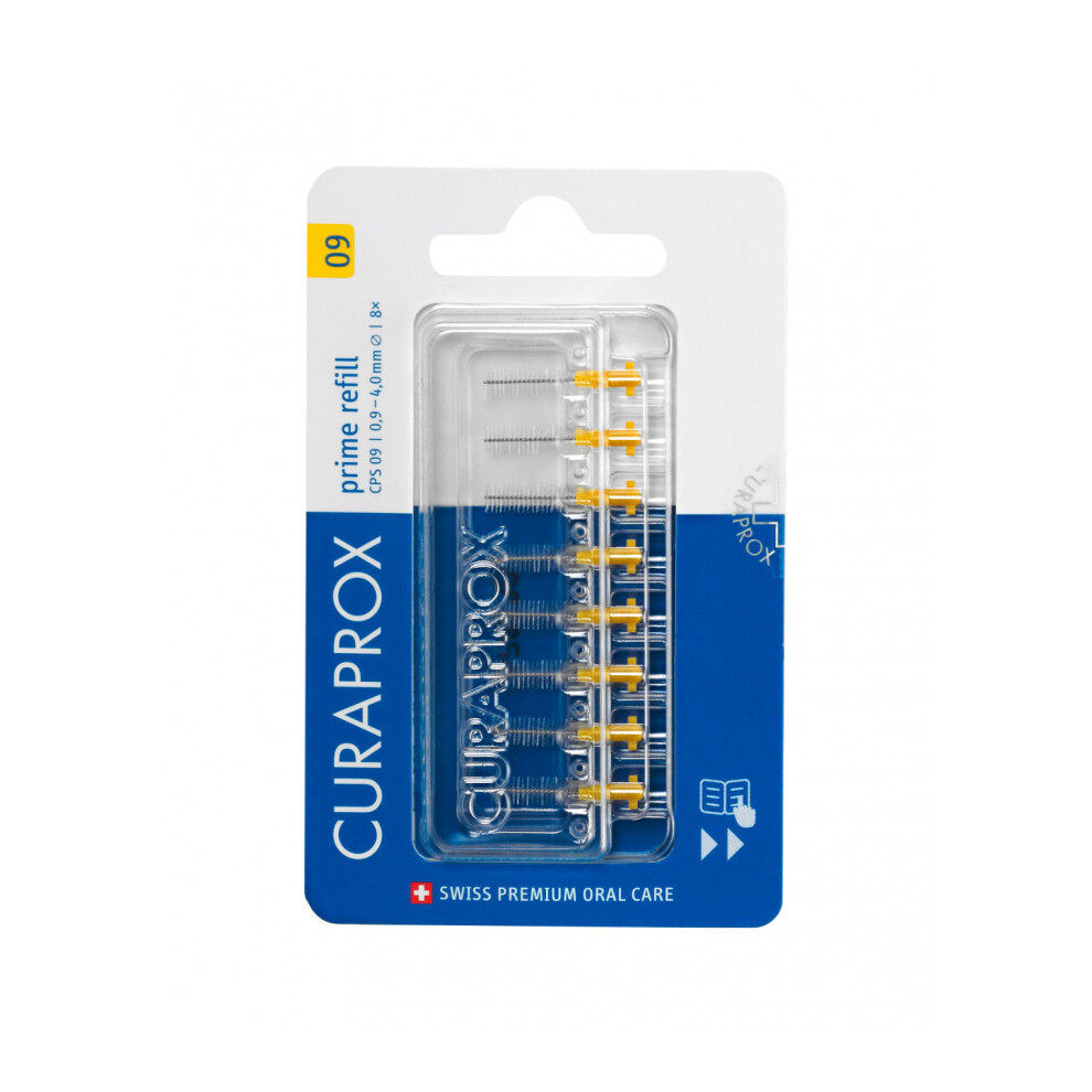 Curaprox CPS 09 Prime Refill Yellow Interdental Brushes, 8-Piece Refill X 1