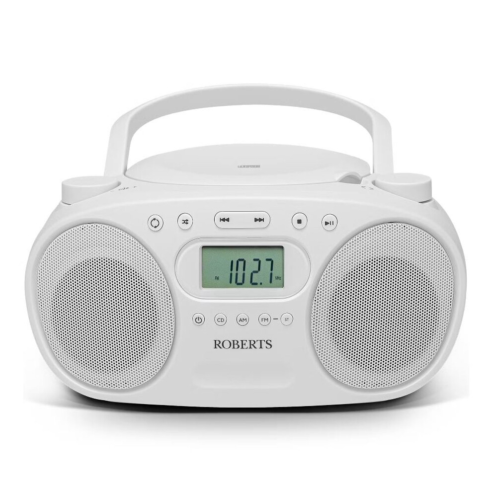 Roberts Radio ZOOMBOX FM CD / FM / AM Stereo Boombox (WHITE)