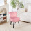 (Pink) Velvet Vanity Chair Accent Rivet Makeup Stool 4