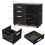 Costway 3-Drawer Filing Cabinet Printer Stand W/ Wheels Hanging Bars Open Shelves 7