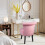 (Pink) Velvet Vanity Chair Accent Rivet Makeup Stool 8