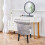 (Silver) Velvet Vanity Chair Accent Rivet Makeup Stool 3