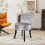 (Silver) Velvet Vanity Chair Accent Rivet Makeup Stool 4