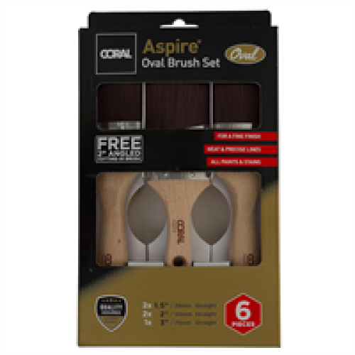 Coral Aspire Oval Paint Brush Set - 6 Piece 1