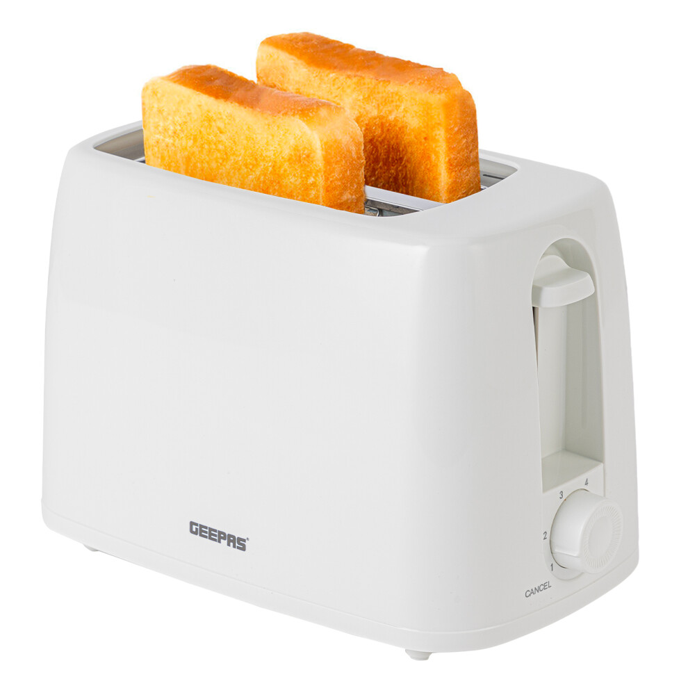 (White) Geepas 2Slice Toaster 6Level Browning Control 650W