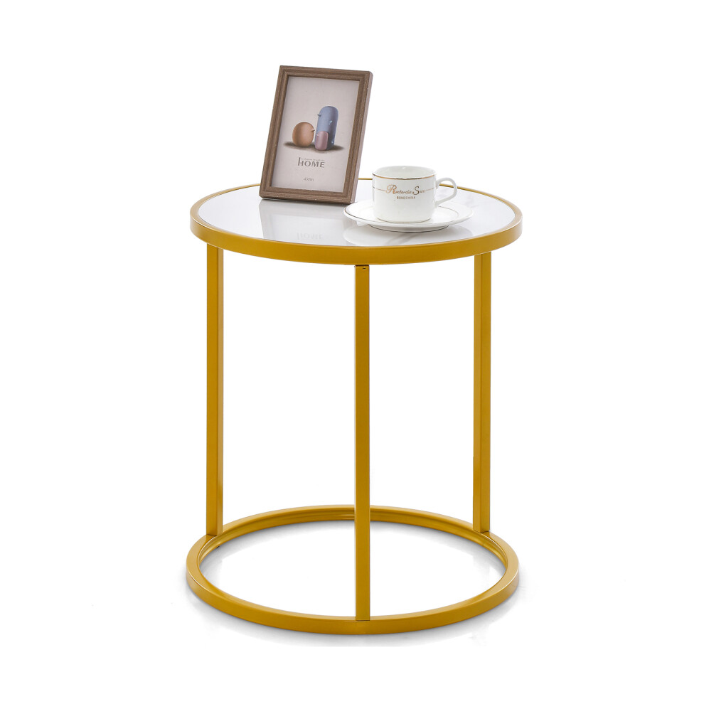 Marble Top Round Side Table Modern Sofa End Table Home Accent Bedside Table