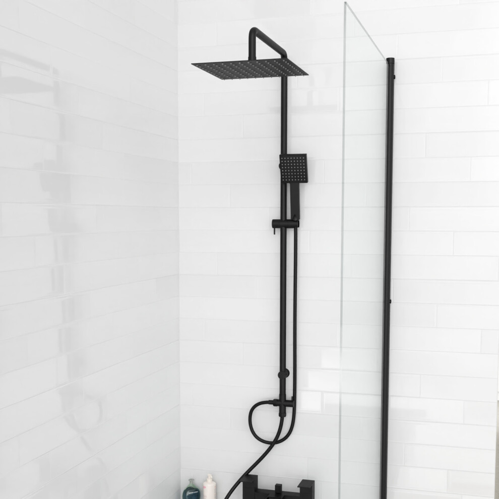 Nes Home Square Shower Mixer Handset & Riser Rail Kit Matte Black