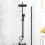 NES Home Nes Home Square Shower Mixer Handset & Riser Rail Kit Matte Black 7