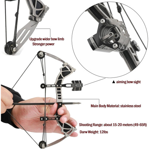 Mini Compound Bow Arrows Kit Target Shoot Game Archery Toy Gift Pocket Bow 2
