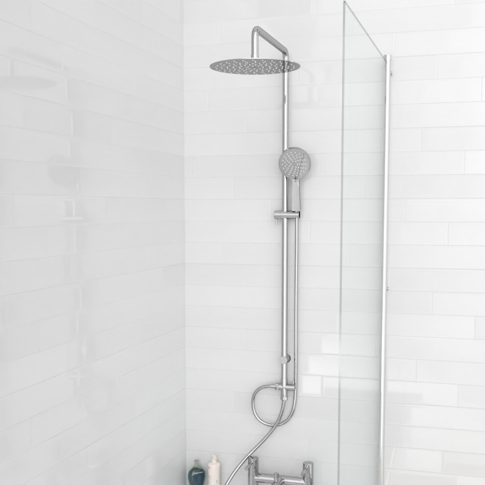 Nes Home Exposed Round Shower Mixer Handset & Riser Rail Kit Chrome