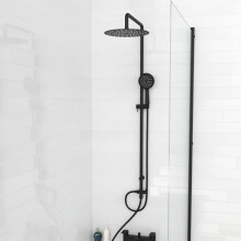 Nes Home Round Shower Mixer Handset & Riser Rail Kit Matte Black