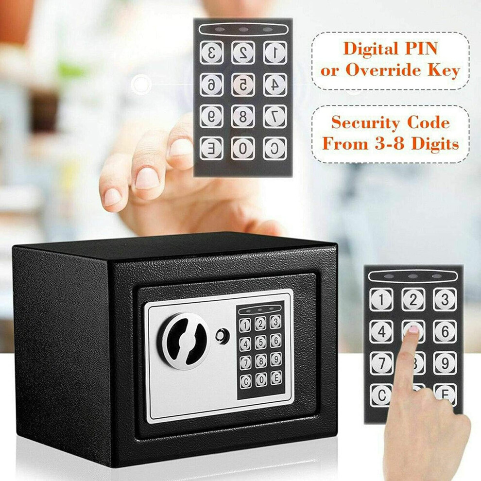 4.6L Digital Safe Box Safety Electronic Security Money Cash Home Office, with digit Keypad & 2 Override Keys Installing Bolts Wall Floor Mounted