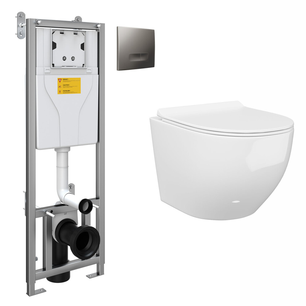 Nes Home Walmley Rimless Wall Hung Toilet Pan with Framed Cistern