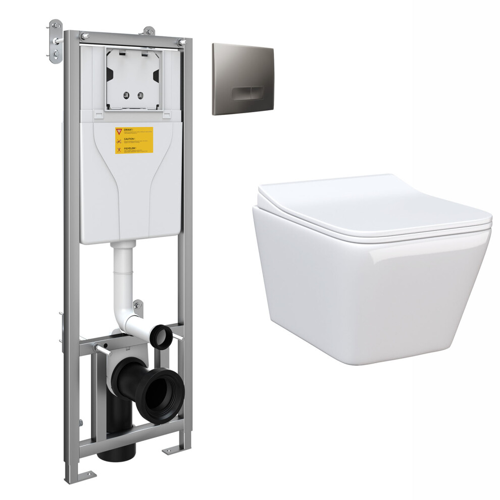 Nes Home Olton Wall Hung Rimless Toilet Pan with Framed Cistern