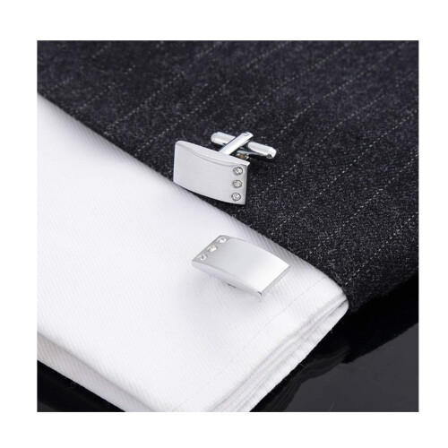 Luxury Silver Cufflinks Three Row Stone Elements from Charles William 2