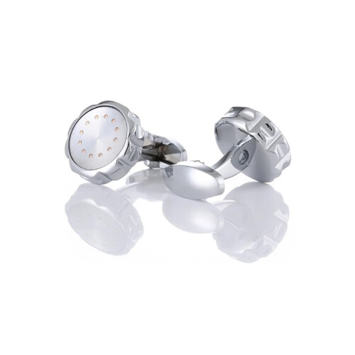 Luxury Silver Cufflinks Ridged Bezel Gold Circle from Charles William 1