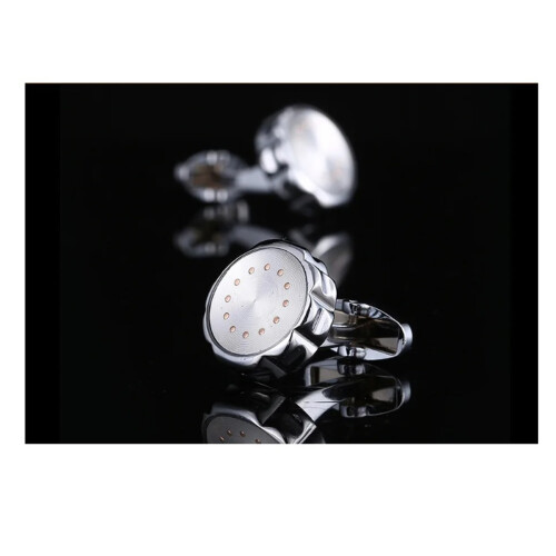 Luxury Silver Cufflinks Ridged Bezel Gold Circle from Charles William 2