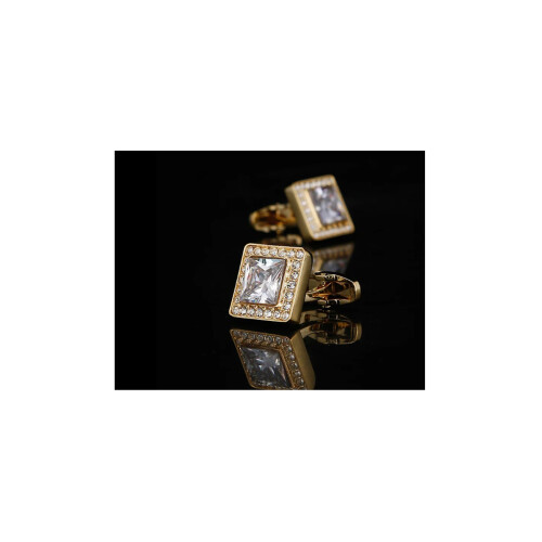 Square Gold Cufflinks with Stone Elements from Charles William Brand 1