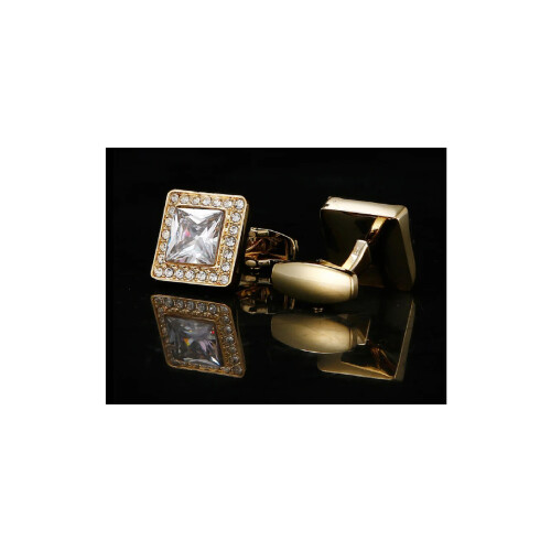 Square Gold Cufflinks with Stone Elements from Charles William Brand 2