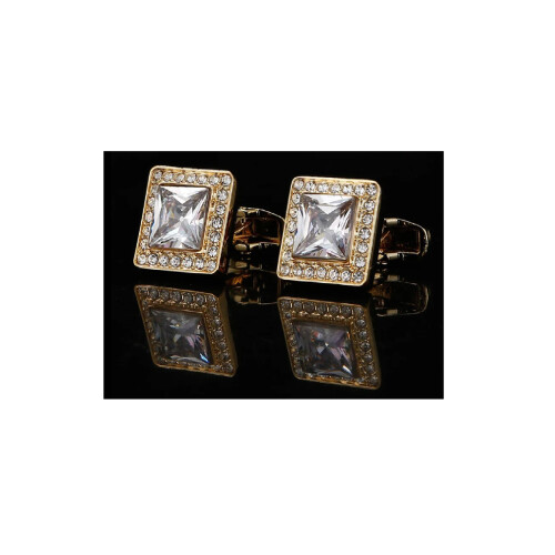 Square Gold Cufflinks with Stone Elements from Charles William Brand