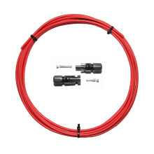 (2 metres plus non crimped MC4) Solar Panel PV Cable, Cut to Length, TUV double insulated, 1800V, low voltage drop ( Red,) 4mm². with or with our solar connector plugs