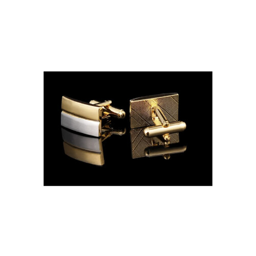Silver Gold Cufflinks Two Tone Stripe in Stunning Design 2