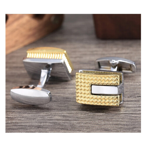 Charles William Silver and Gold Cufflinks Stunning Rectangle Design 1